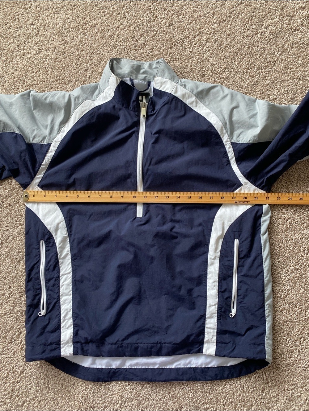 Footjoy 1/2 Zip Wind Jacket Long Sleeve Lined Navy/Grey Men Size S - Picture 11 of 12